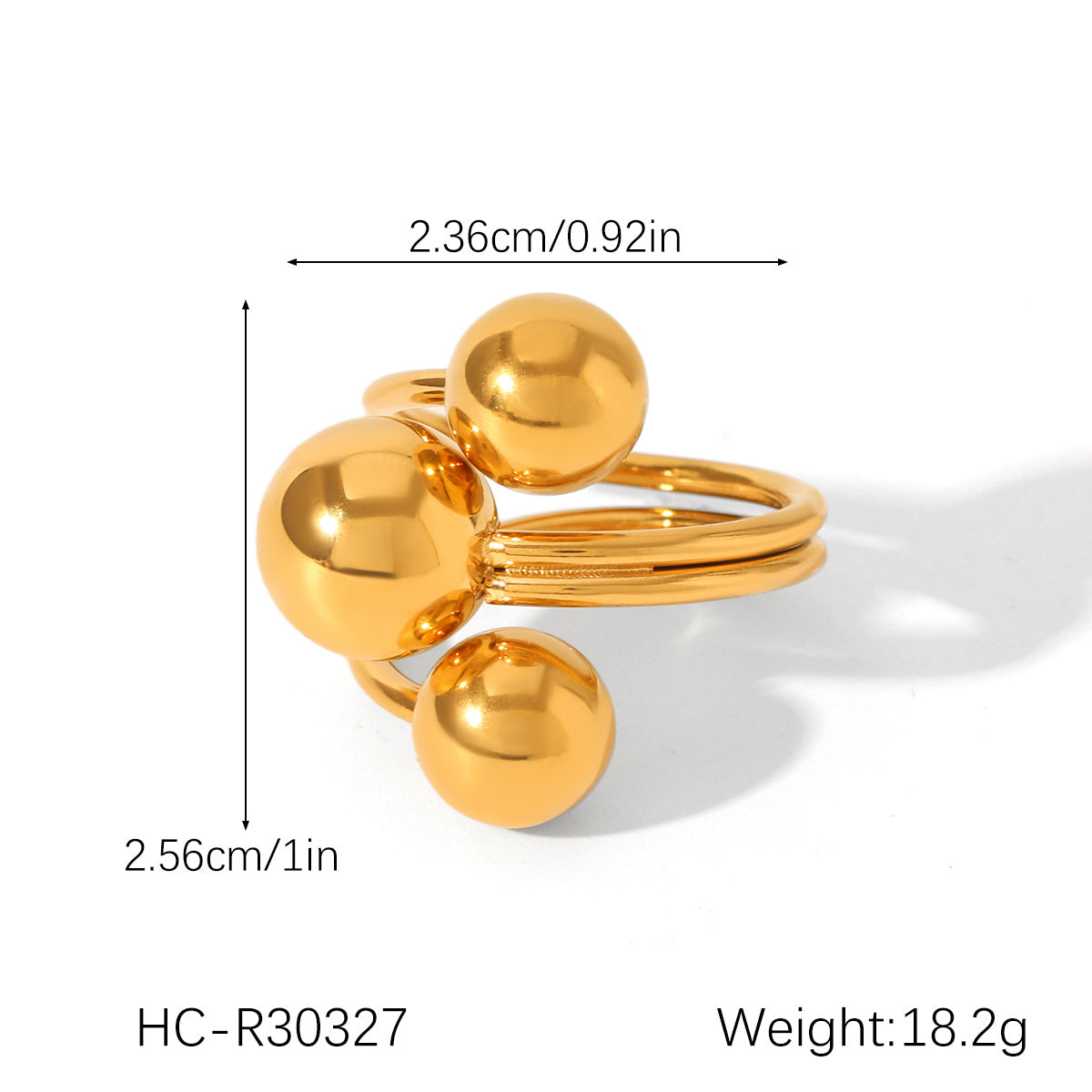 Ins Style Exaggerated Stainless Steel 18K Gold-Plated Ring Female Titanium Steel Ring Hand Jewelry