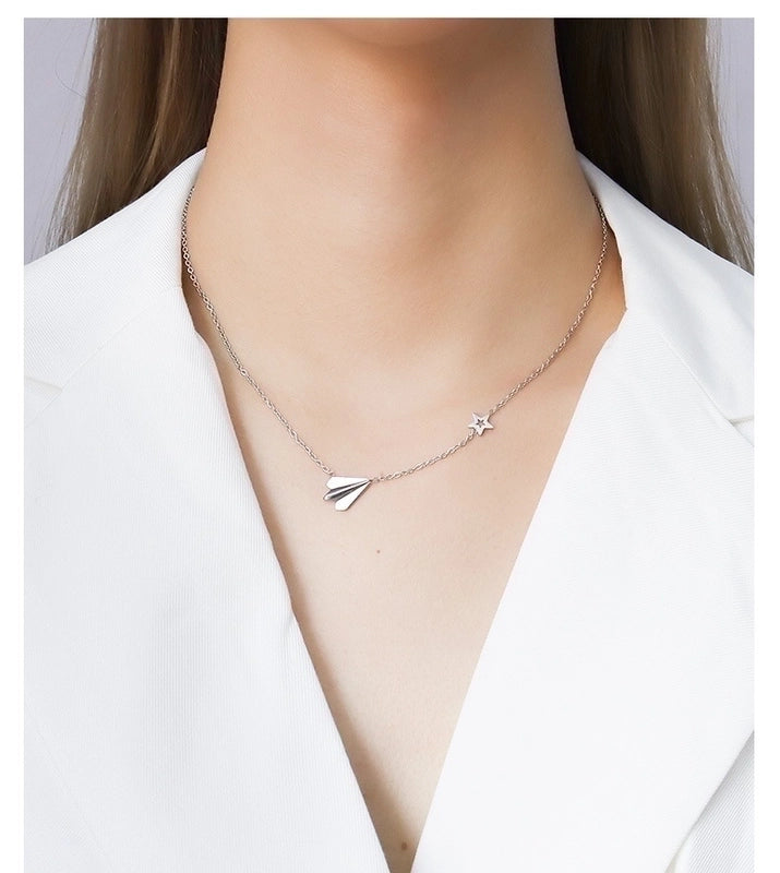 Fashion Star Airplane 304 Stainless Steel 18K Gold Plated Bracelets Necklace