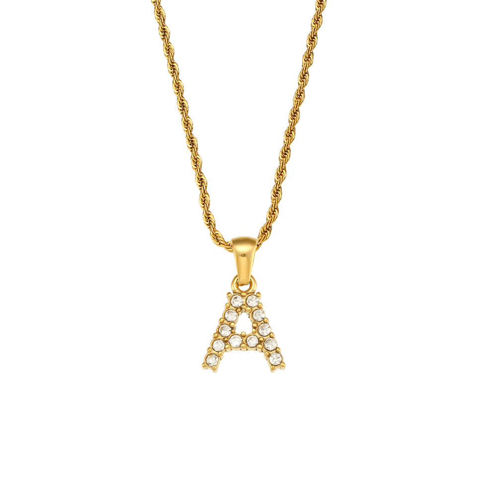 Fashion Round Number Text Letter Stainless Steel 18K Gold Plated Necklaces