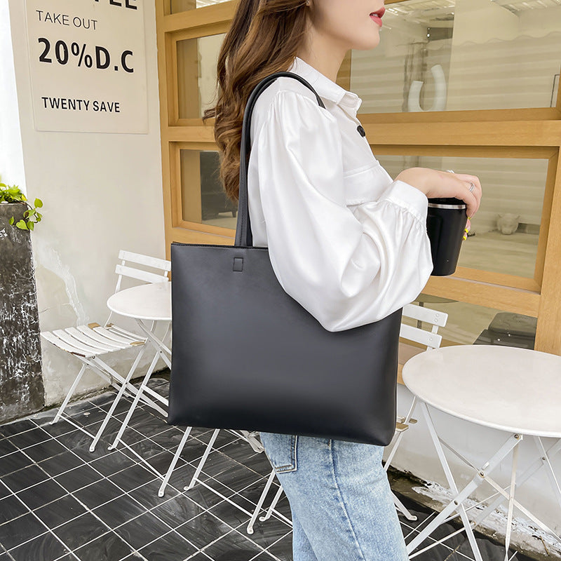 Versatile Large PU Leather Commuter Tote Bag