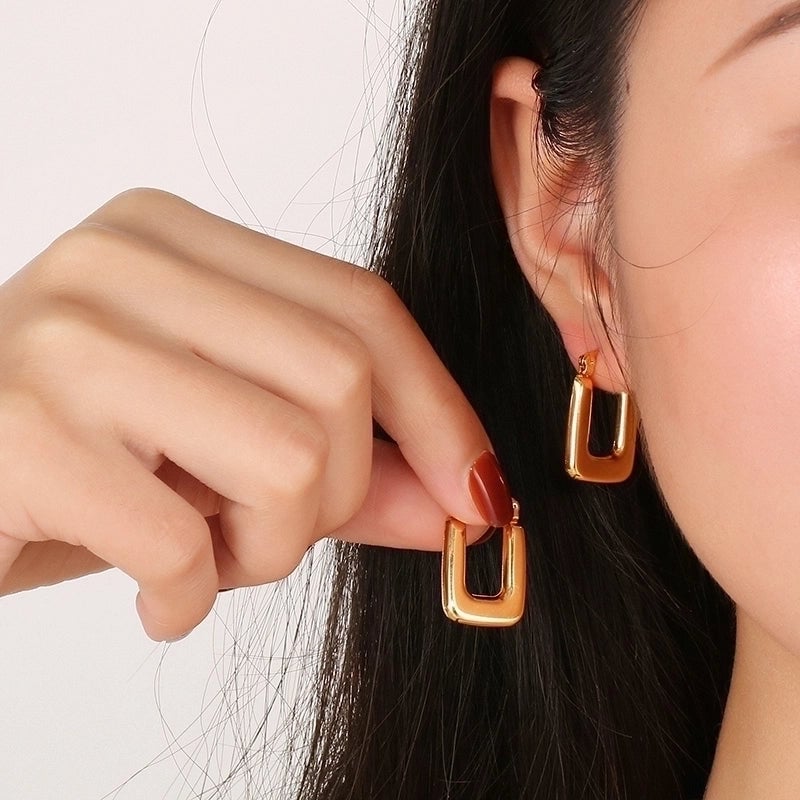1 Pair Modern Style Minimalist Solid Color Plating Stainless Steel 18K Gold Plated Earrings