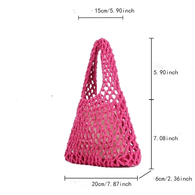 Vintage Style Solid Color Hollow Square Straw Bag