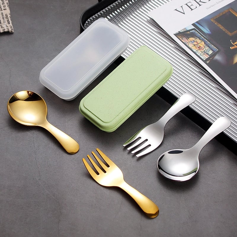 304 Stainless Steel Short Handle Spoon Mini Children's Tableware Ice Cream Dessert Spoon Tea Spoon Outdoor Travel Convenient