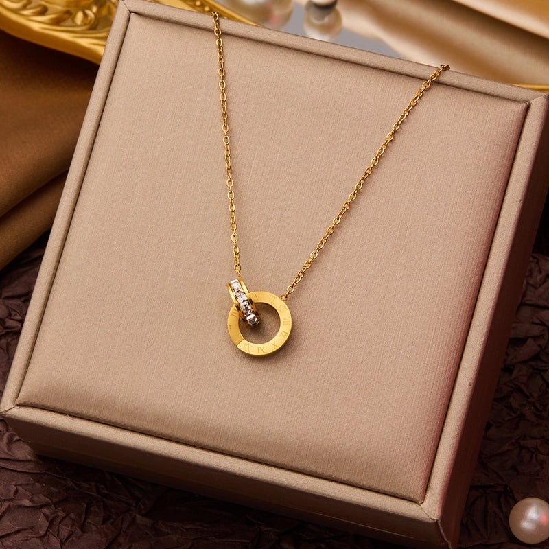 Elegant Minimalist Geometric Flower Bow Knot Titanium Steel Plating Pendant Necklace