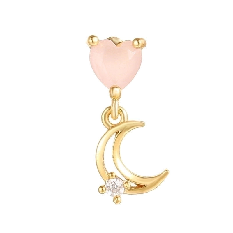 5 Pieces Sweet Heart Shape Copper Inlaid Zircon Drop Earrings Ear Studs 1 Piece