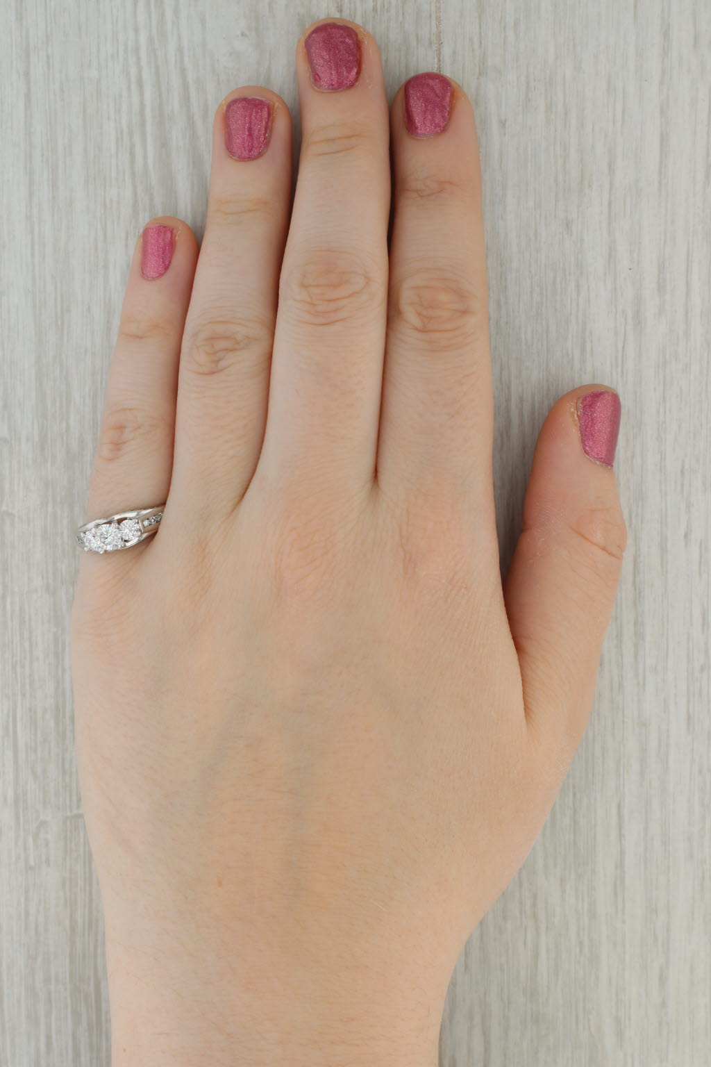 1.01ctw Diamond 3-Stone Engagement Ring 14k White Gold Size 8.75