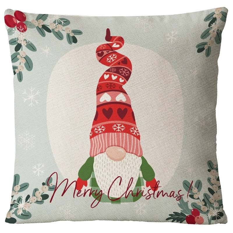 Christmas Glam Santa Claus Snowman Linen Pillow Cases Couch & Sofa Decor