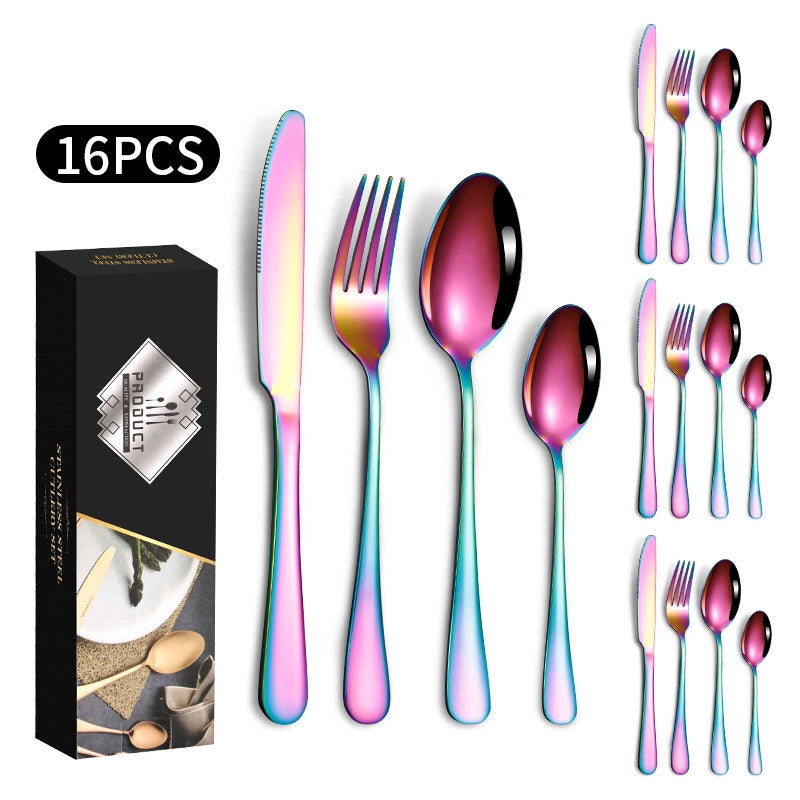 1010 Stainless Steel Tableware 24-piece Golden Steak Knife. Fork And Spoon Gift Box Western Tableware Suit