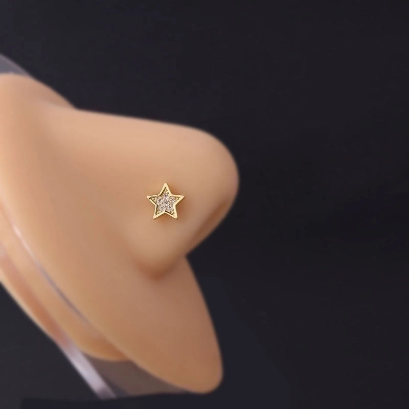 Nose Rings & Studs Fashion Flowers Butterfly 316L Stainless Steel  Copper Plating Inlay Zircon