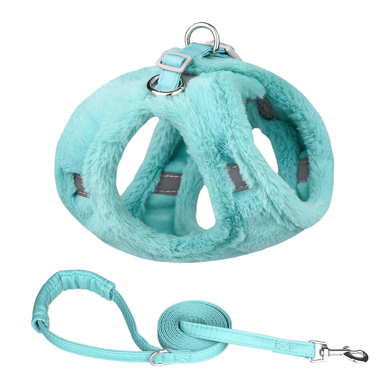 Minimalist Classic Style Faux Rabbit Fur Solid Color Leash