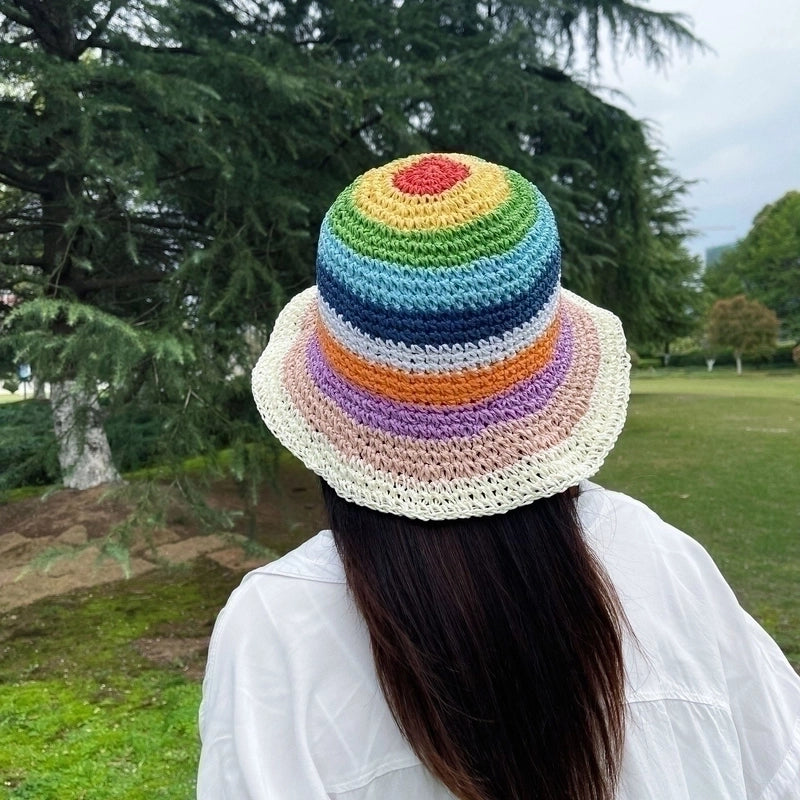 Women's Sweet Multicolor Wide Eaves Straw Hat