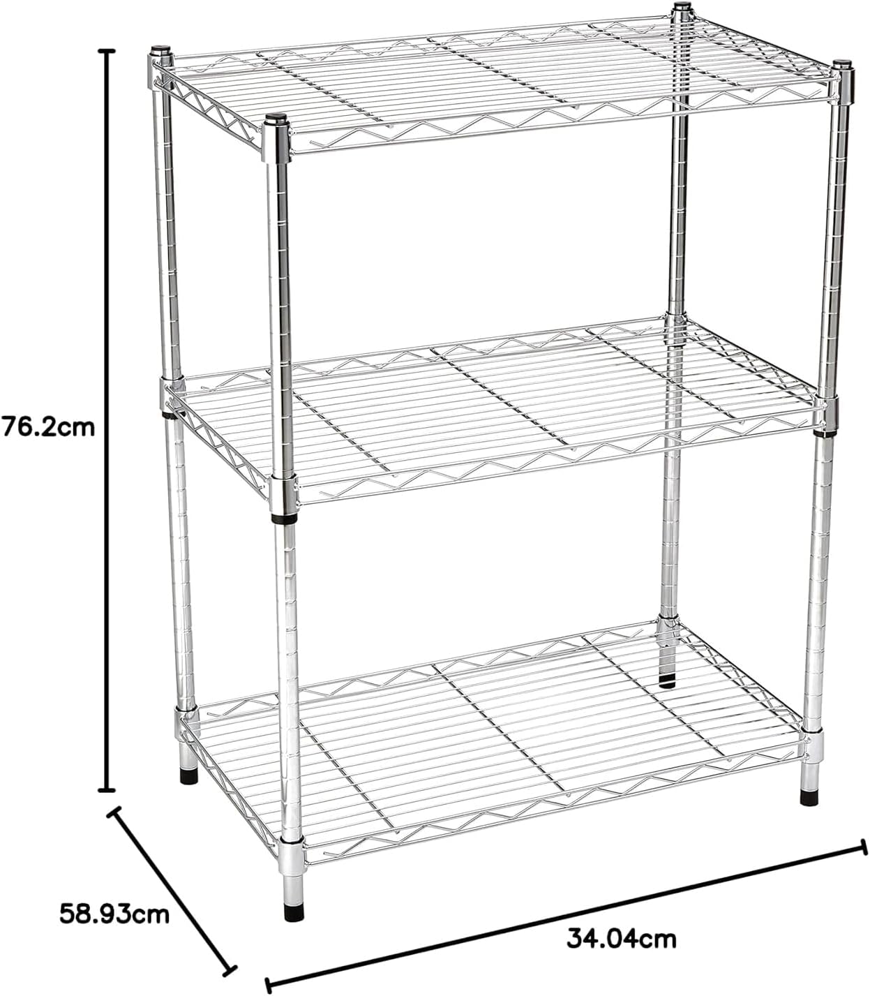 Amazon Basics 4-Shelf Steel Wire Storage Rack, Adjustable, Sturdy, Easy Assembly, 13.4 D x 23.2 W x 48 H in, Black