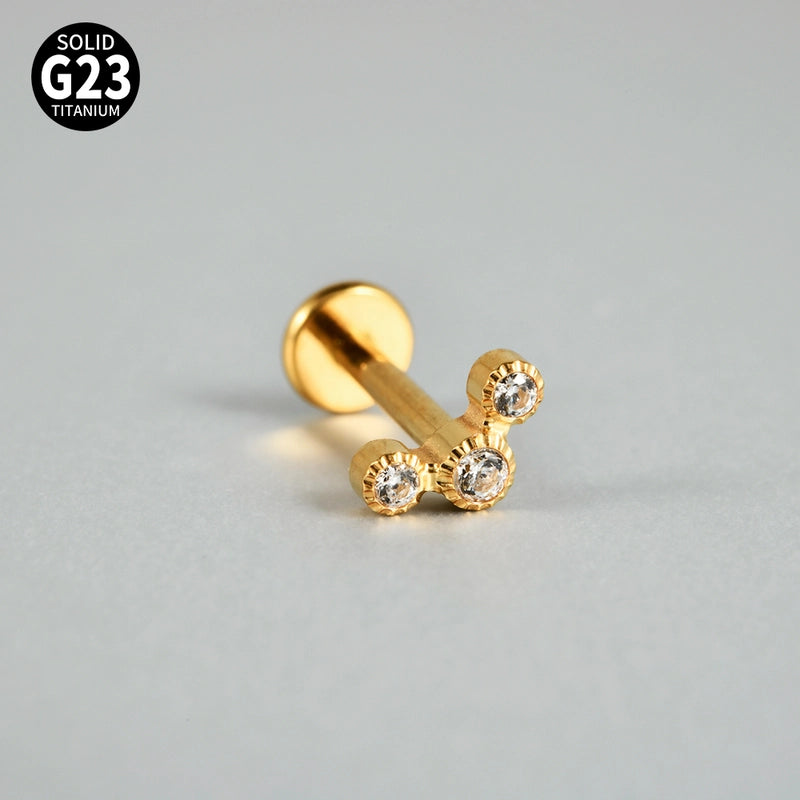 1 Piece Ear Cartilage Rings & Studs Casual Hip-Hop Snake Butterfly G23 Titanium Alloy Inlay Zircon 18K Gold Plated Lip Rings Ear Cartilage Rings & Studs