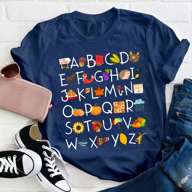 Fall Alphabet Teacher T-Shirt