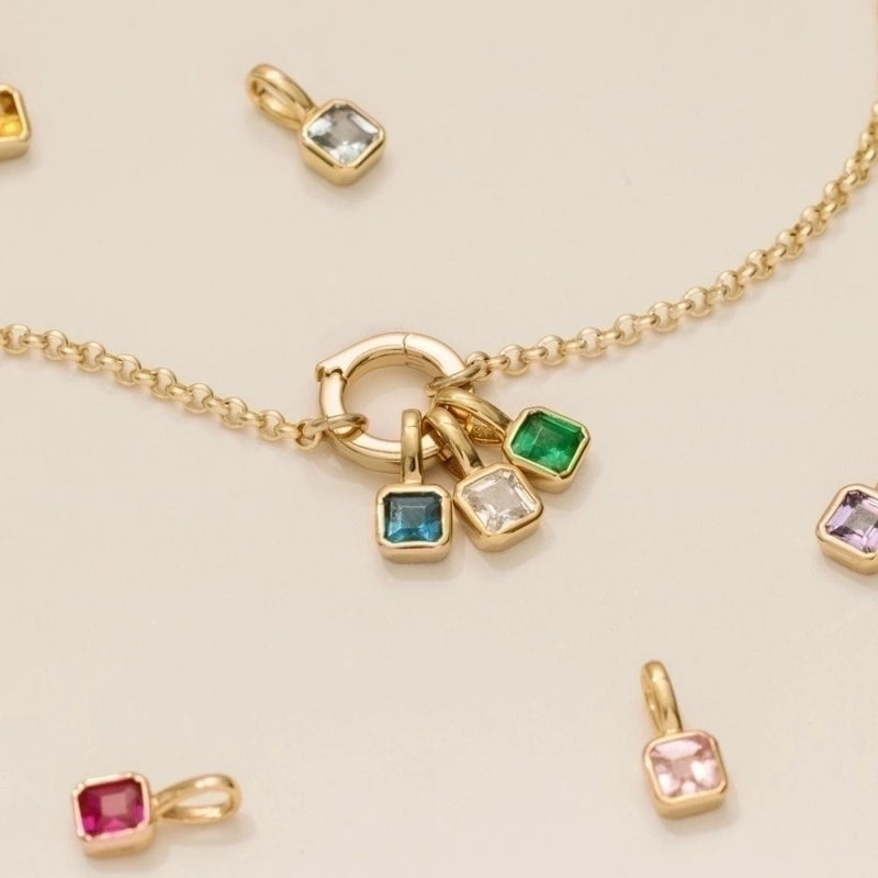 201 Stainless Steel 304 Stainless Steel Glass Minimalist Diamond Geometric Square Pendant Necklace