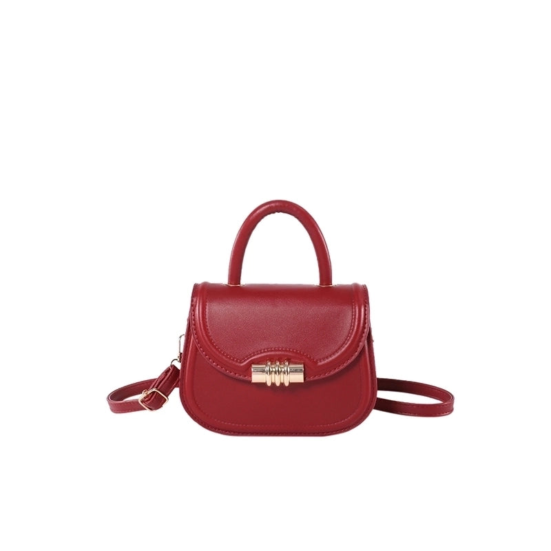 Women's Pu Leather Solid Color Elegant Semicircle Flip Cover Handbag