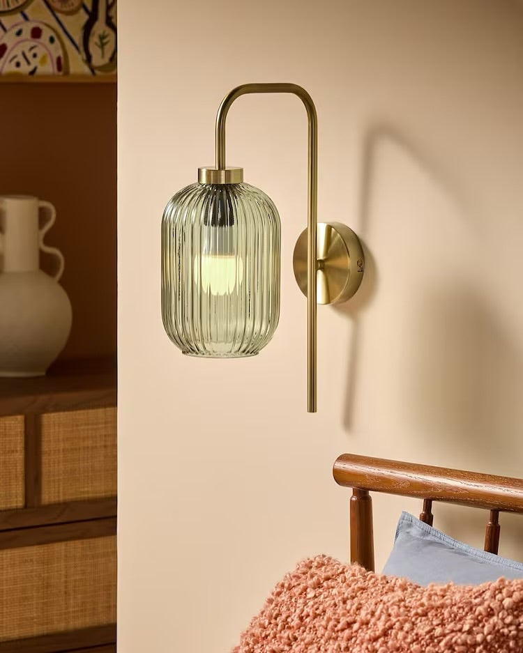 Ribbed Glass Globe Wall Light