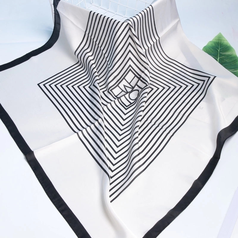 Women's Elegant Geometric Polyester Printing Silk Scarf