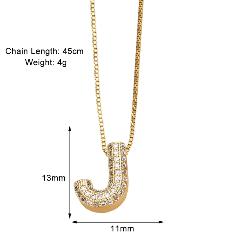 Copper 18K Gold Plated Modern Style Minimalist Plating Inlay Letter Zircon Pendant Necklace
