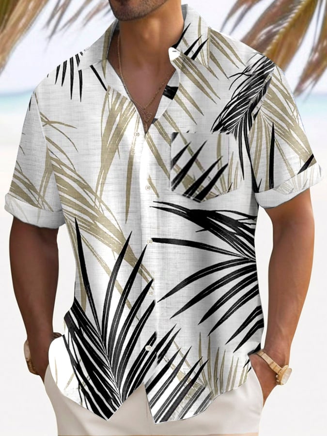 Men's Art Hawaiian Short Sleeve Pockets Shirt