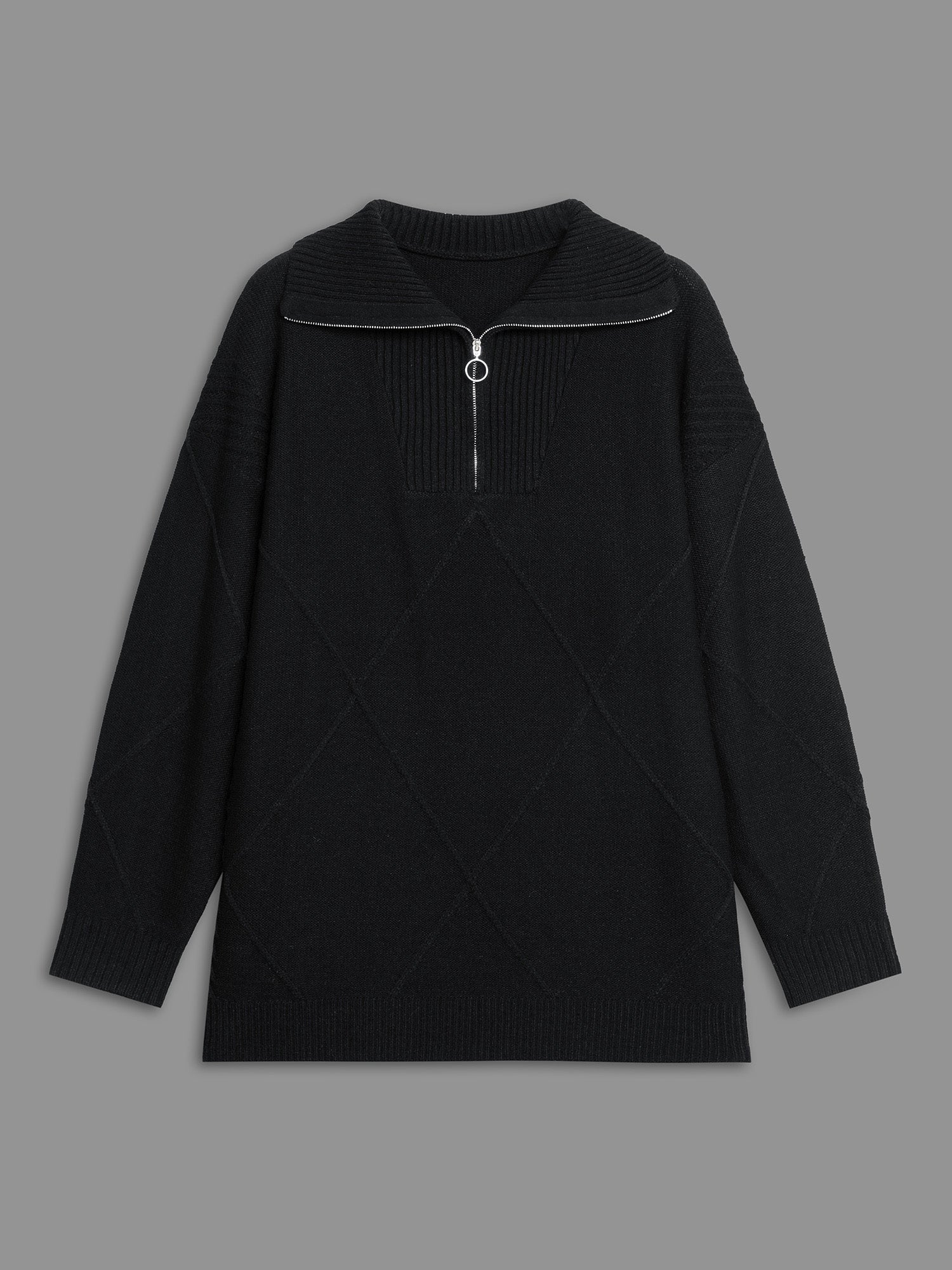 Texture Half Zip Drop Shoulder Pullover