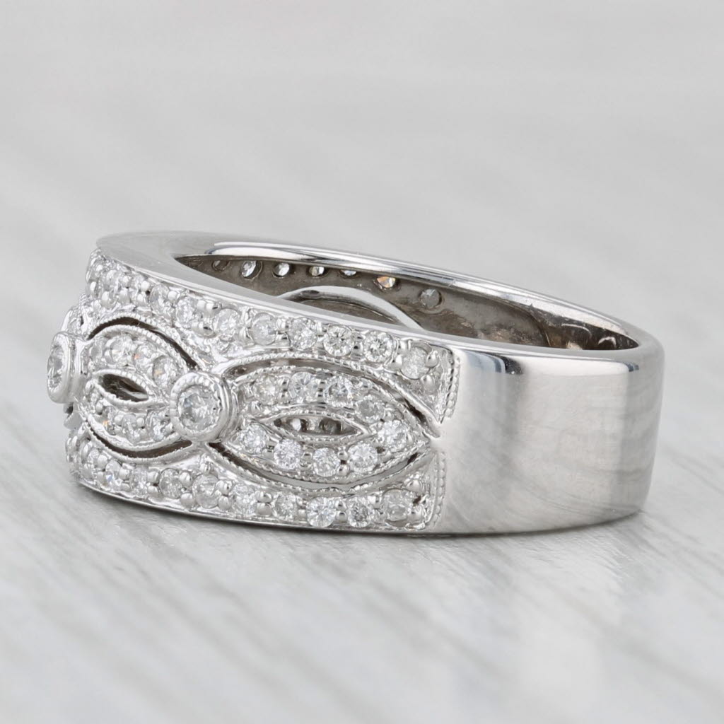 0.45ctw Open Work Diamond Ring 14k White Gold Size 5
