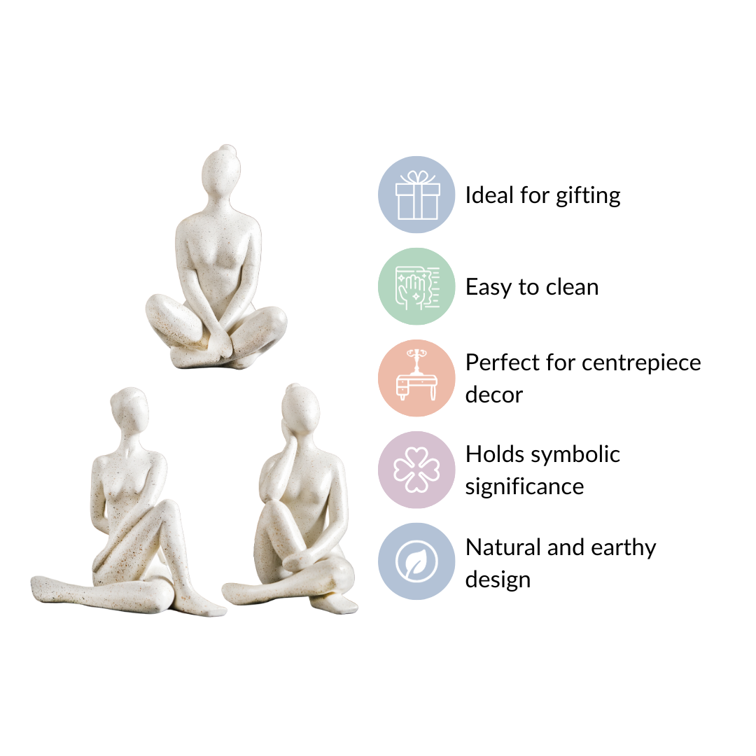 Yoga Woman Statues Set Of 3