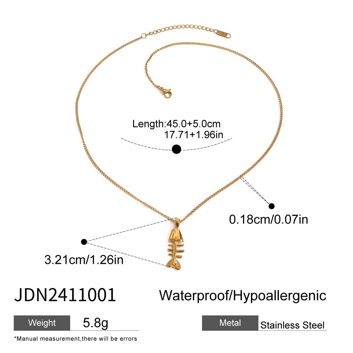 Stainless Steel Fishbone Pendant Necklace Clavicle Chain Titanium Steel Necklace