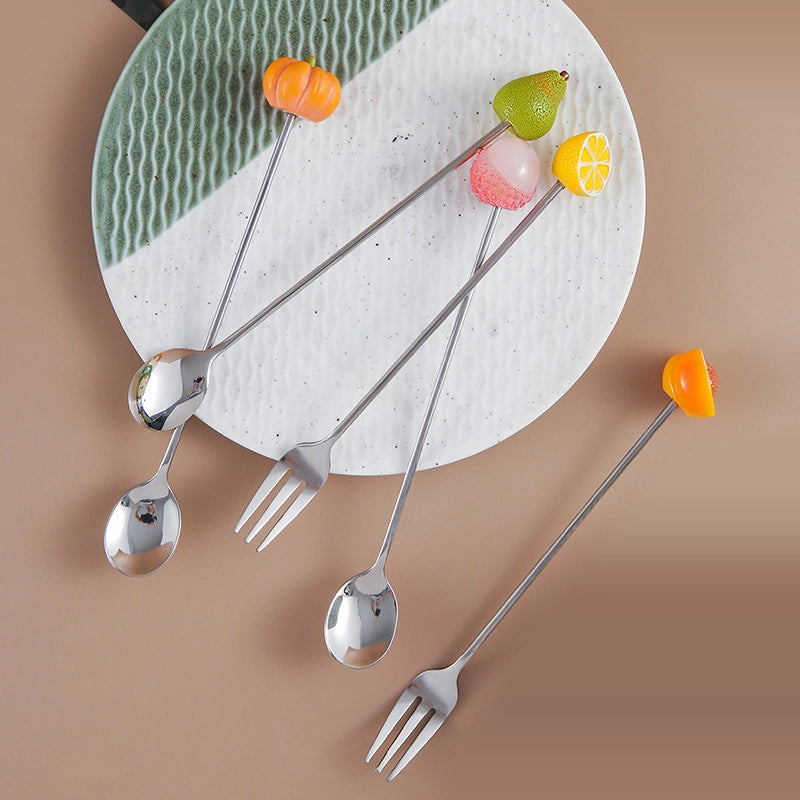Cute Cartoon 304 Stainless Steel Fruit Fork 1 Piece