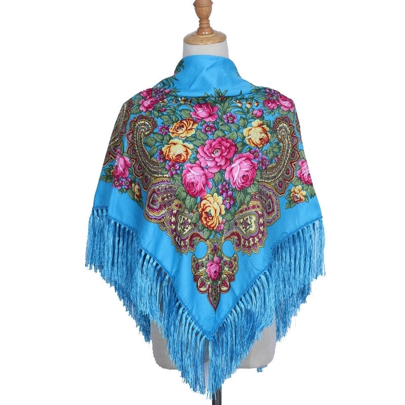 Women's Retro Ethnic Style Flower Cotton Polyester Blend Printing Shawl