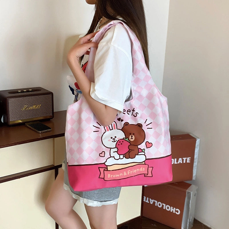 Women's Large Polyester Animal Letter Elegant Cute Streetwear Square Magnetic Buckle Tote Bag