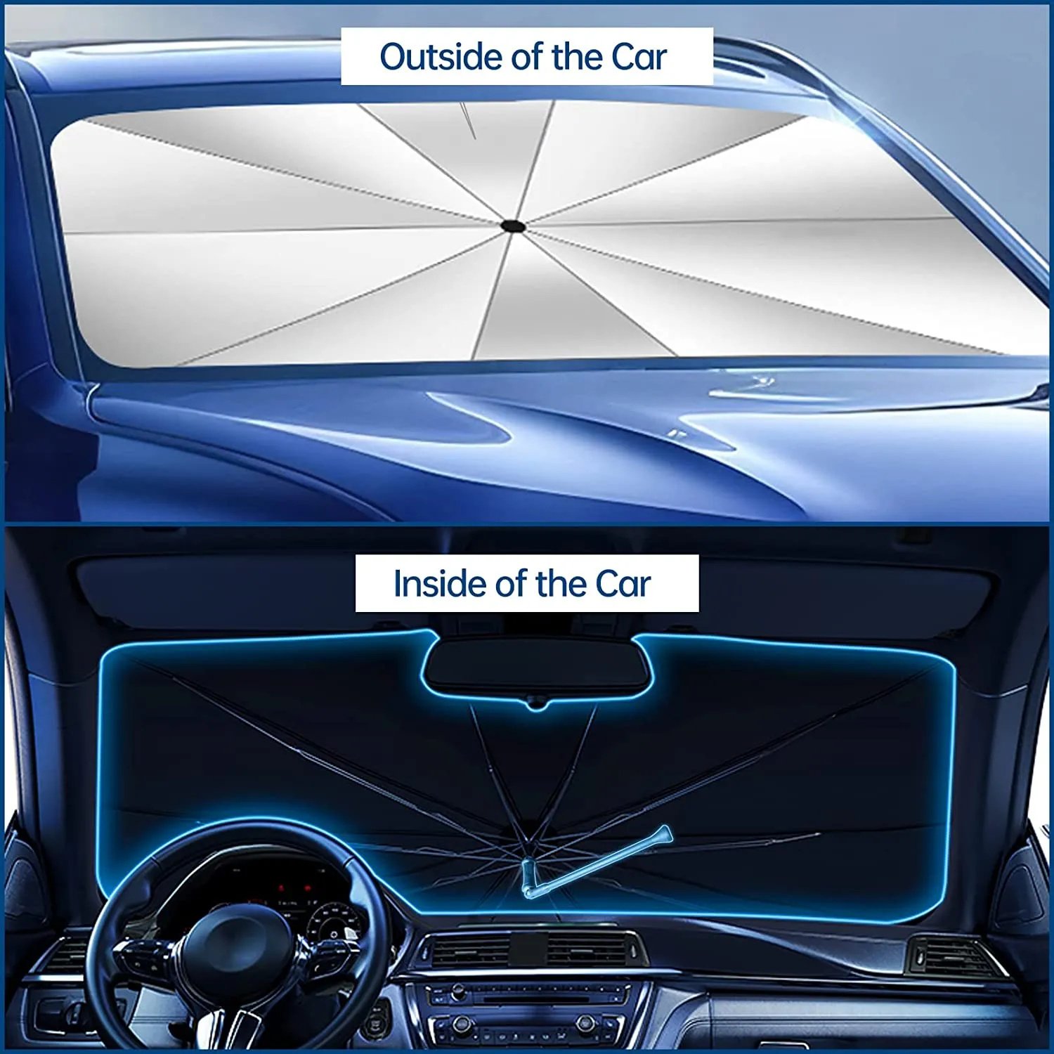 🔥🔥🔥Car Windshield Sun Shade Umbrella Auto Windshield Covers Most Cars