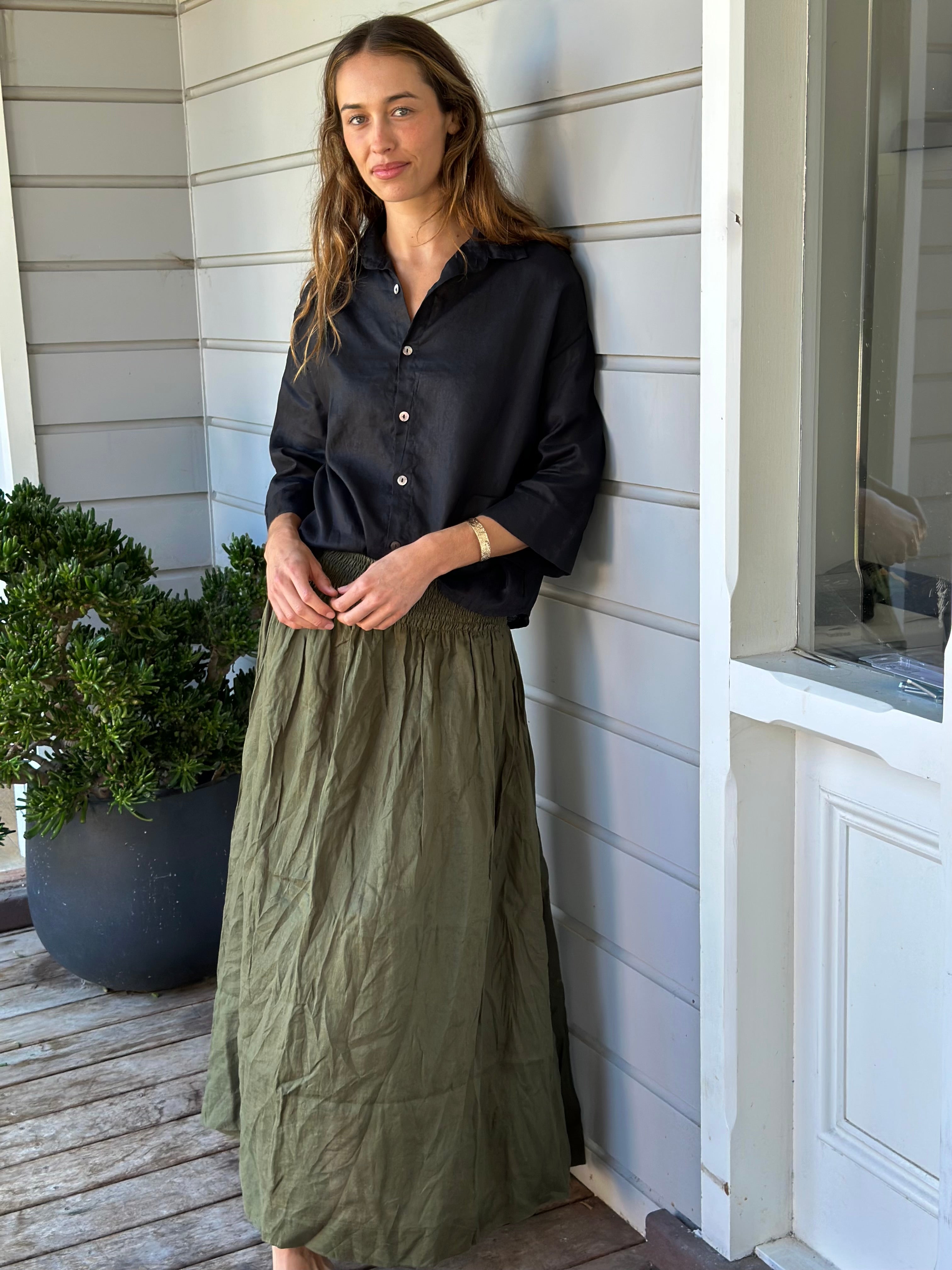 deanna shirt  - black linen