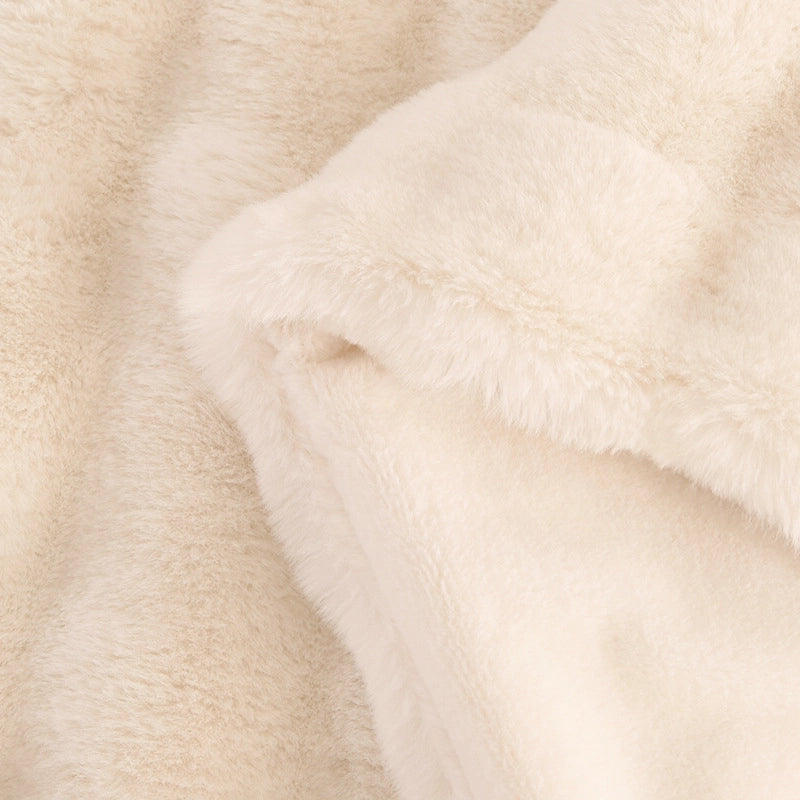 Casual Solid Color Rabbit Fur Blanket Bedding