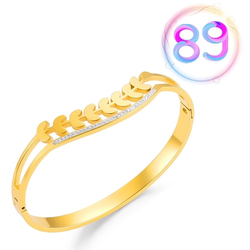 2 Pieces Fashion Geometric Stainless Steel Plating Zircon Bangle