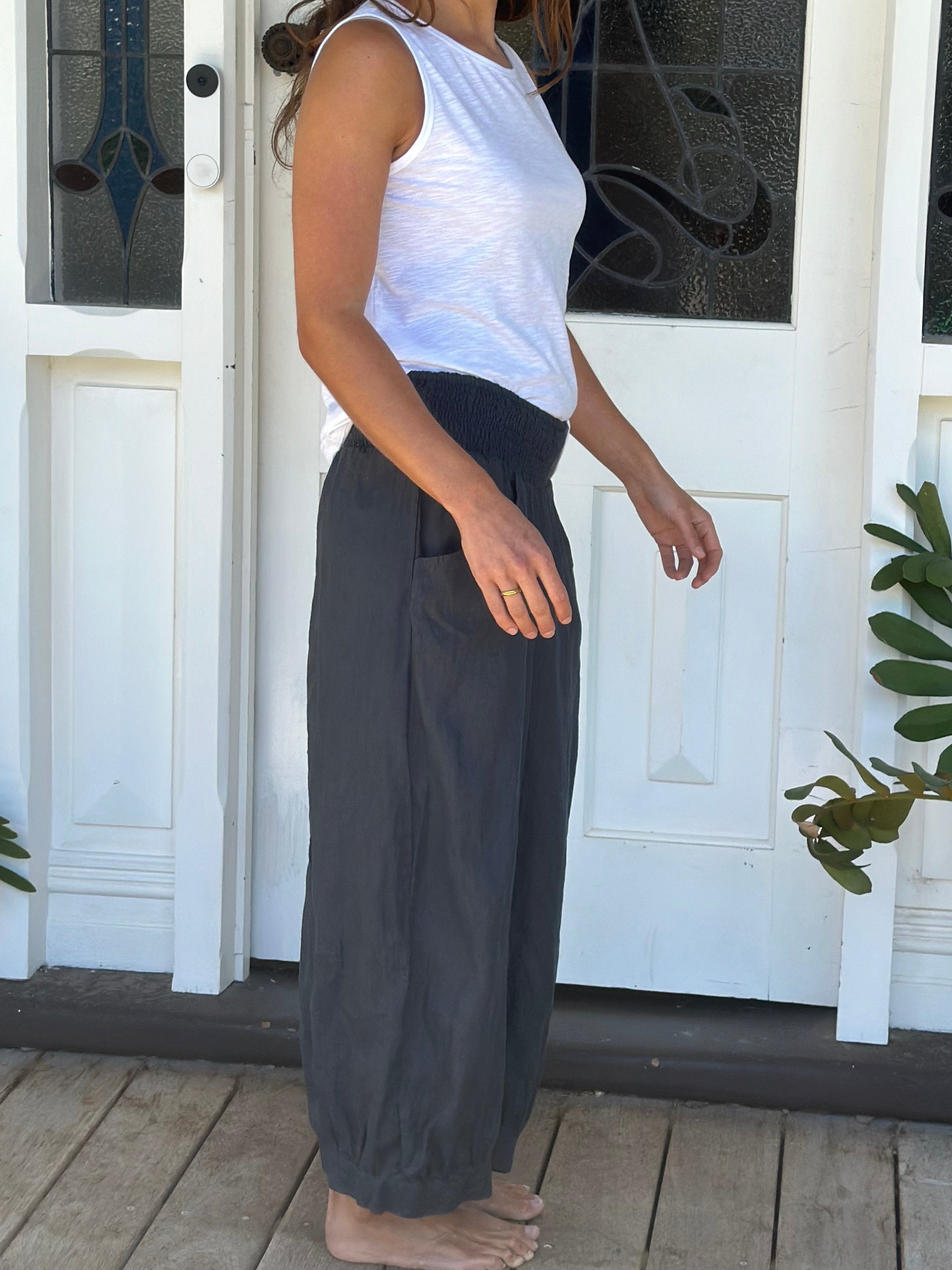 jackie pant - charcoal linen
