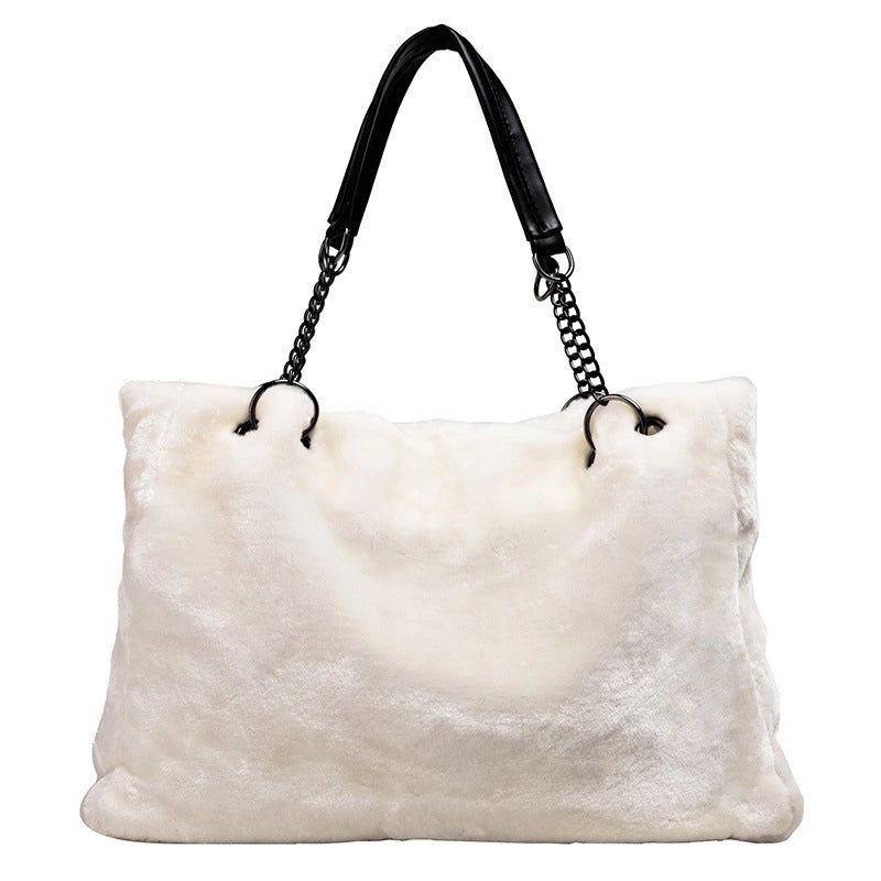 Autumn New Plush Women's Bag Handbag Fashion Plush Big Bag Women's Shoulder Bag Simple Bag