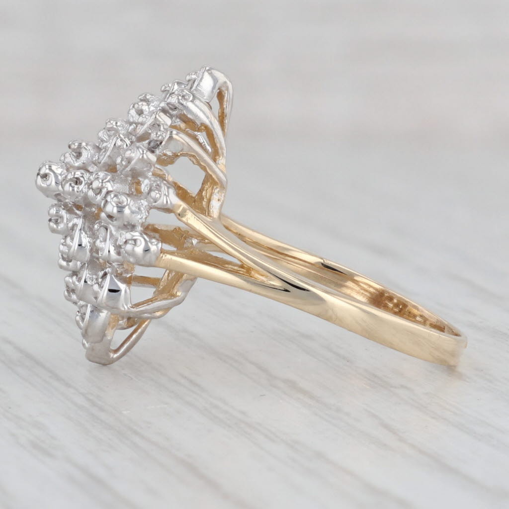 0.12ctw Diamond Cluster Ring 10k Gold Size 7.5 Cocktail