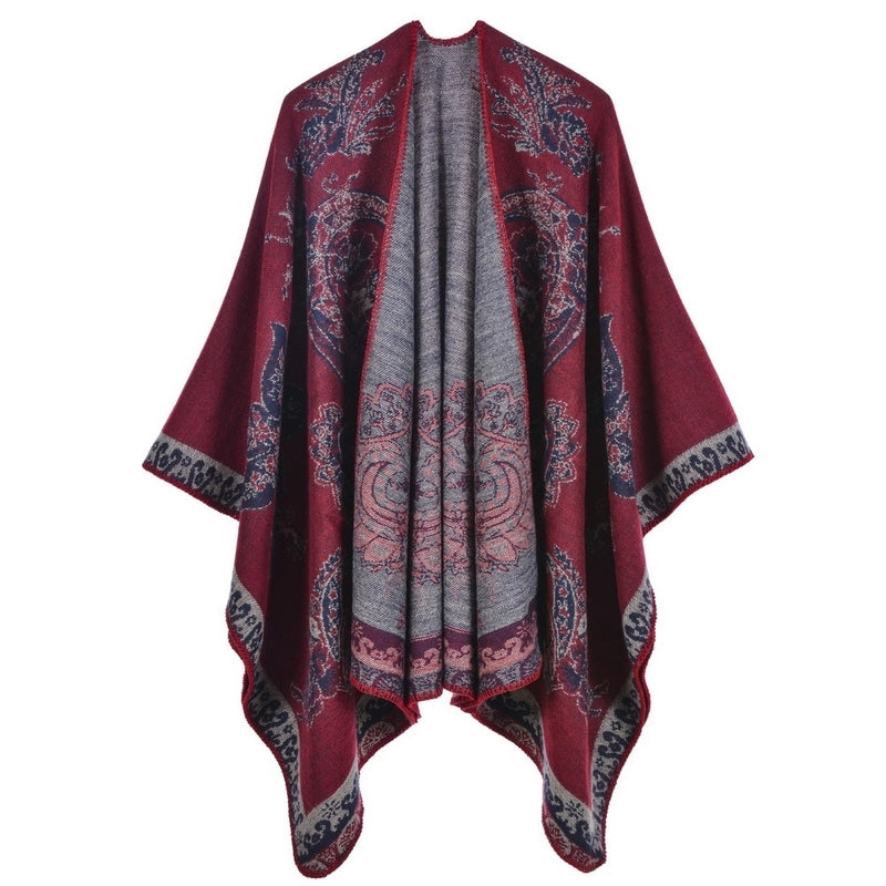 Women's Scarf Shawl Creative New Fashion Cashmere Jacquard Split Thickened Large Cloak Air Conditioning Warm Shawl