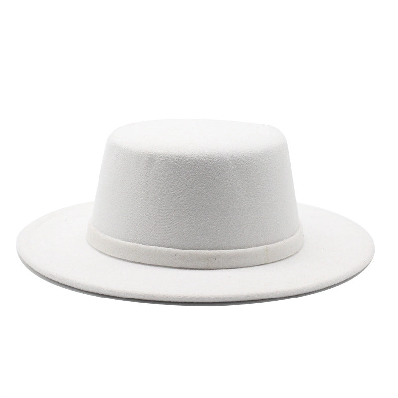 Unisex Fashion Solid Color Embroidery Big Eaves Fedora Hat