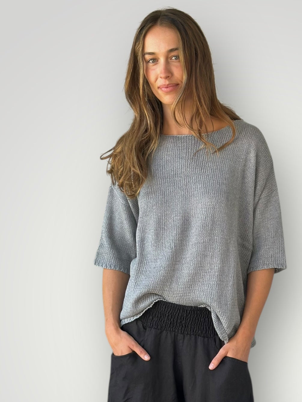 top - grey cotton knit