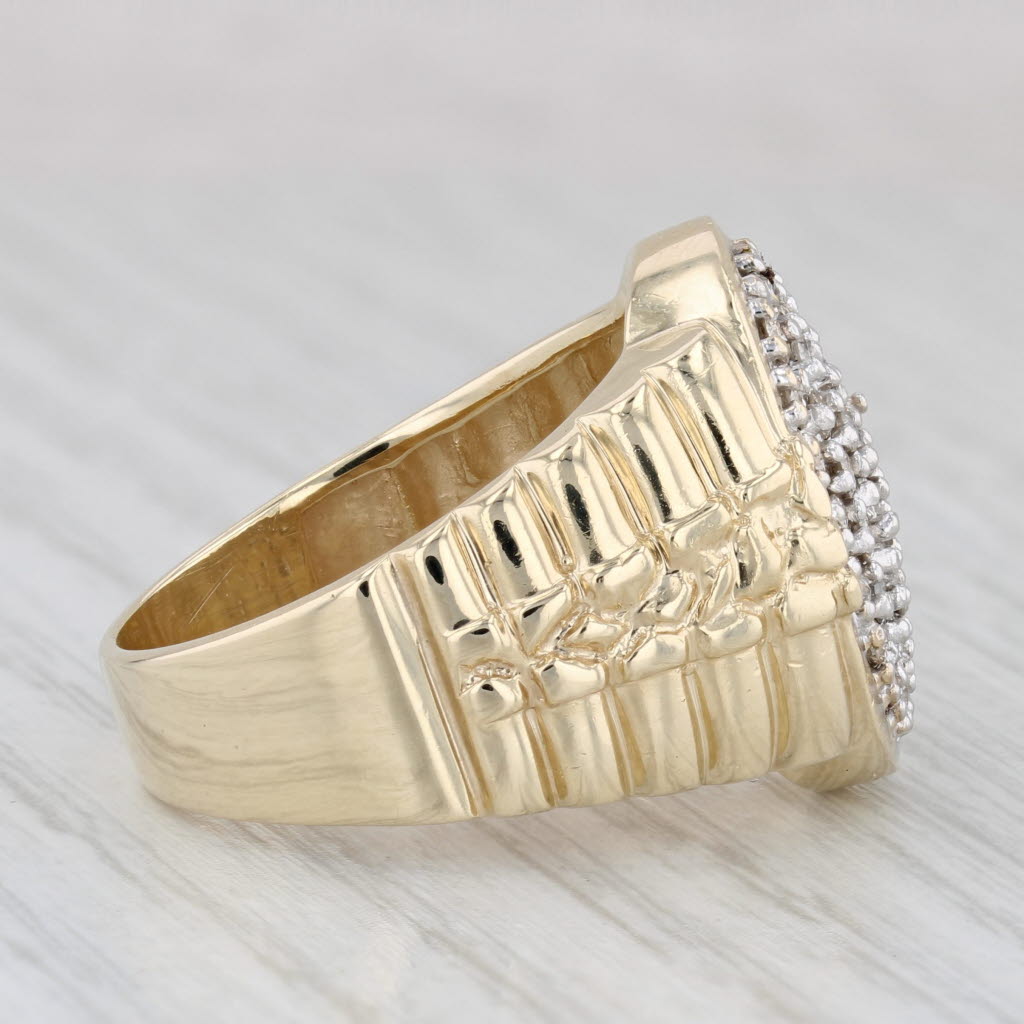 0.80ctw Pave Diamond Cluster Ring 10k Yellow Gold Size 10
