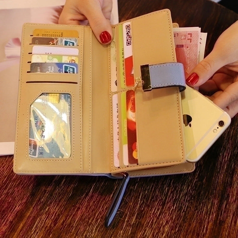 Women's Spring&summer Pu Leather Geometric Fashion Square Zipper Buckle Long Wallet