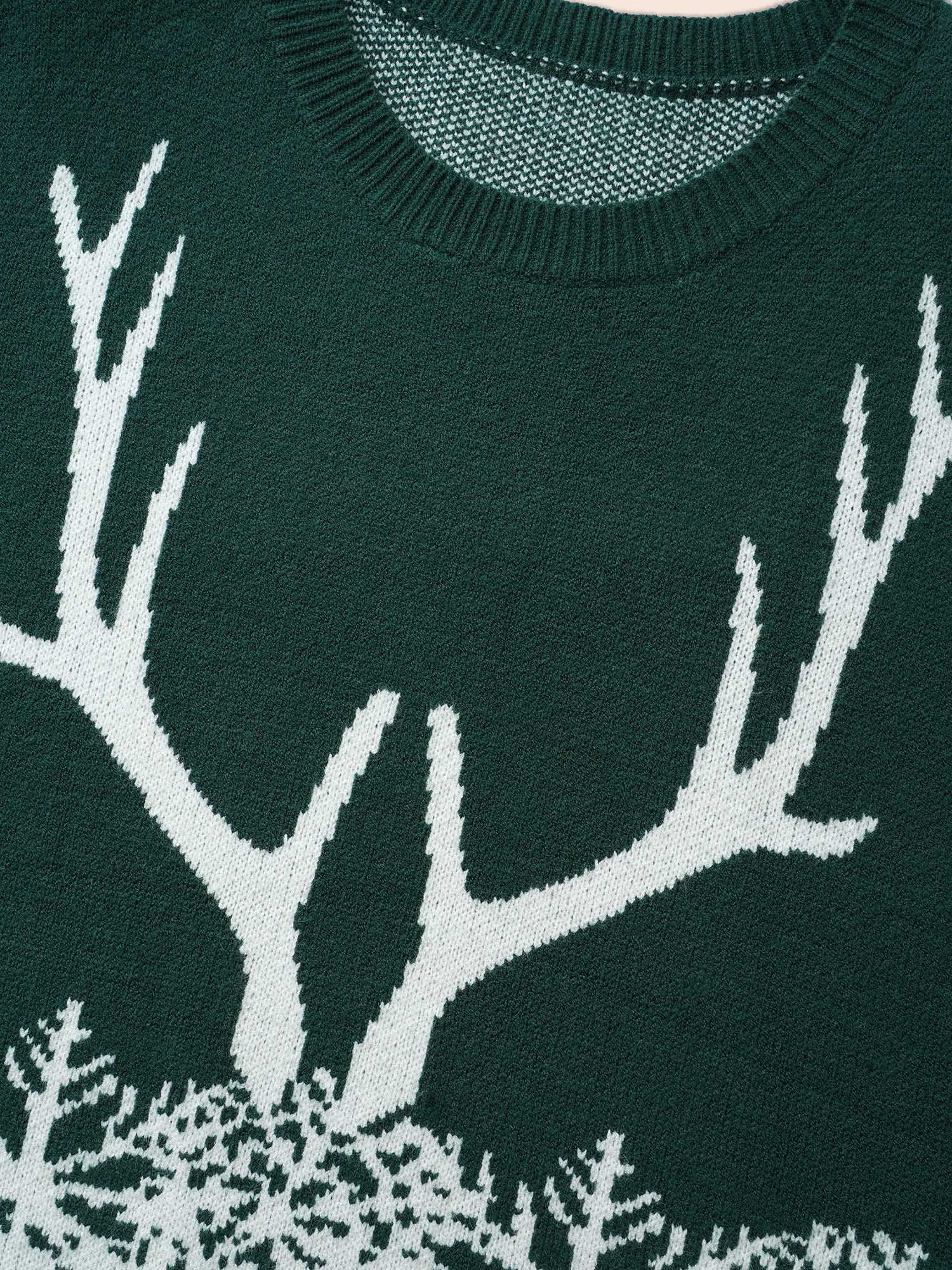 Supersoft Essentials Frosty Deer Pattern Contrast Color Pullover