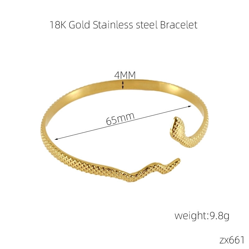 Retro Geometric Snake Stainless Steel Bangle