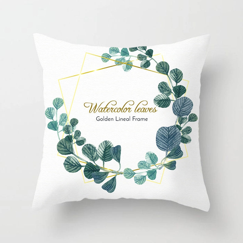 Modern Style Pastoral Letter Plant Linen Pillow Cases Couch & Sofa Decor