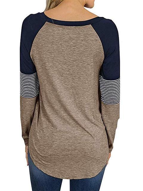 Striped Color Block Casual Tunic Tops