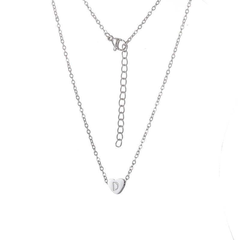 Stainless Steel Titanium Steel 18K Gold Plated Minimalist Letter Heart Shape None Pendant Necklace