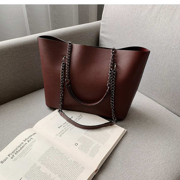 Retro Temperament Large PU Leather Tote Handbag