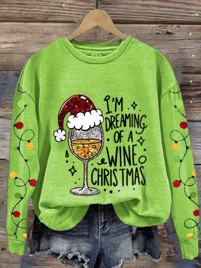 Women's Wine Christmas Print Sweatshirt